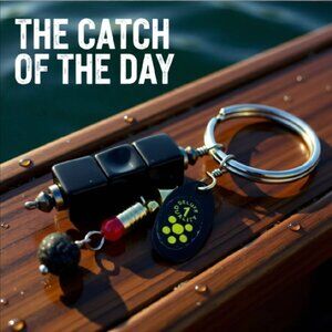 #1 Dad Gift! Fishing Lure Key Chain - Black Onyx + Metal Spoon Lure Key Ring!